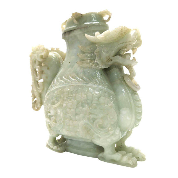 Jade Covered Pot With Dragon Decor