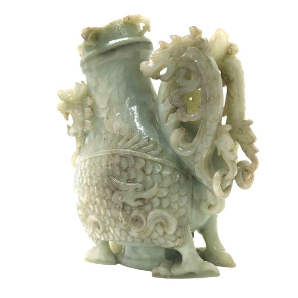 Jade Covered Pot With Dragon Decor