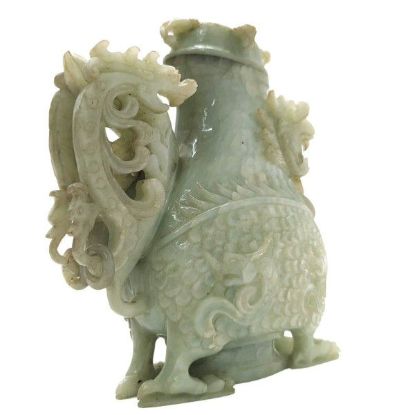 Jade Covered Pot With Dragon Decor