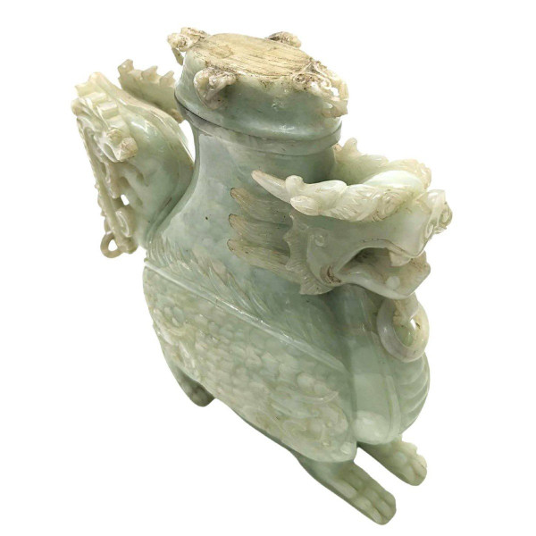 Jade Covered Pot With Dragon Decor