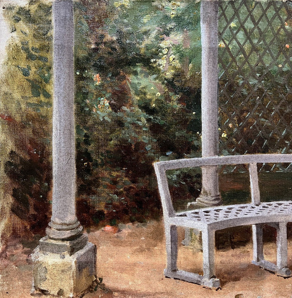 Ecole Française De La Fin Du 19ème Siècle - Bench And Pergola, Circa 1890