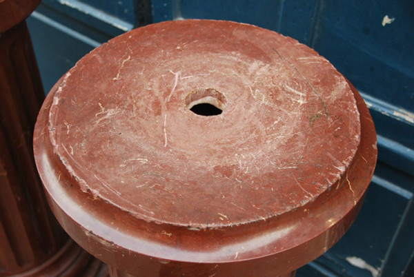 Pair Of Fluted Columns Royal Red Marble 19th Century