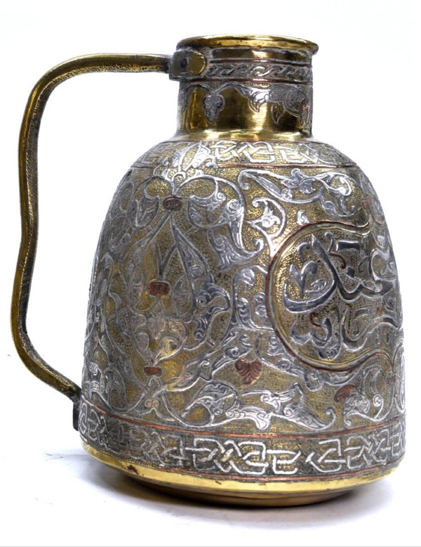 Pair Of Jugs In Copper And Silver Dinanderie Oriental Work, 1880/1900