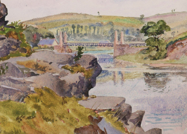 André Alfred DEBERGUE, The Saint-François Footbridge in Tréguier in Brittany