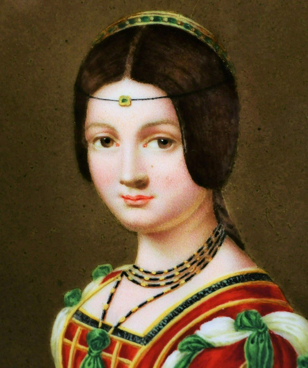 Honorine FROMAGE , La Belle Ferronnière, after Léonard de VINCI, porcelain