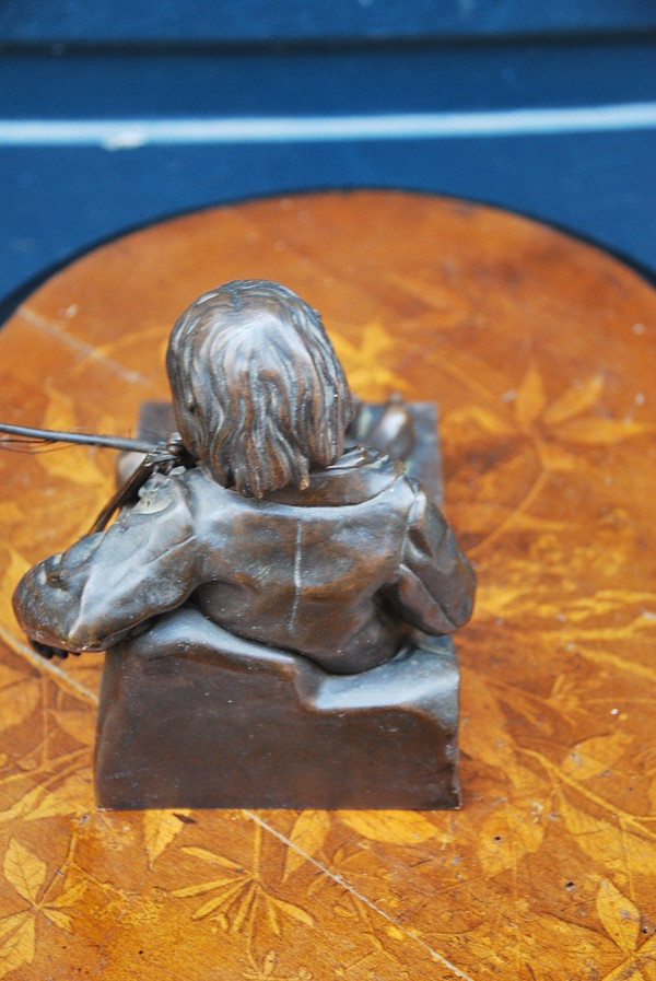 Violinista, bronzo firmato De Tharel