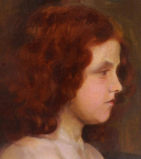 Henri PRINGUET (active in Carcassonne, 1870-1946), Portrait of a young redheaded woman in profile