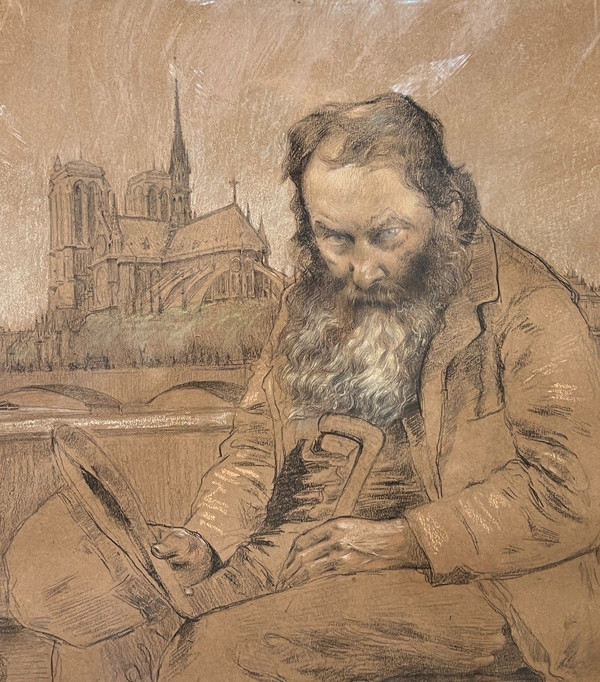 Gustave Poetzsch (1870-1950) - Di fronte a Notre Dame De Paris, 1897