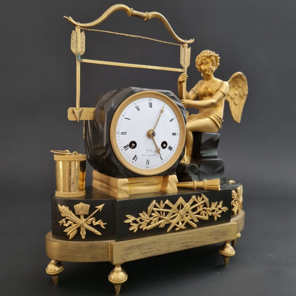 Claude Galle, Rare pendule maçonnique signée d'époque Empire. 