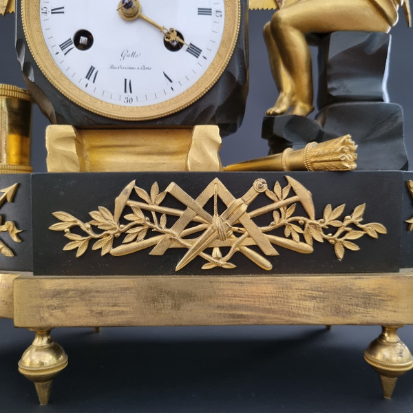 Claude Galle, Rare signed Masonic clock from the Empire period.