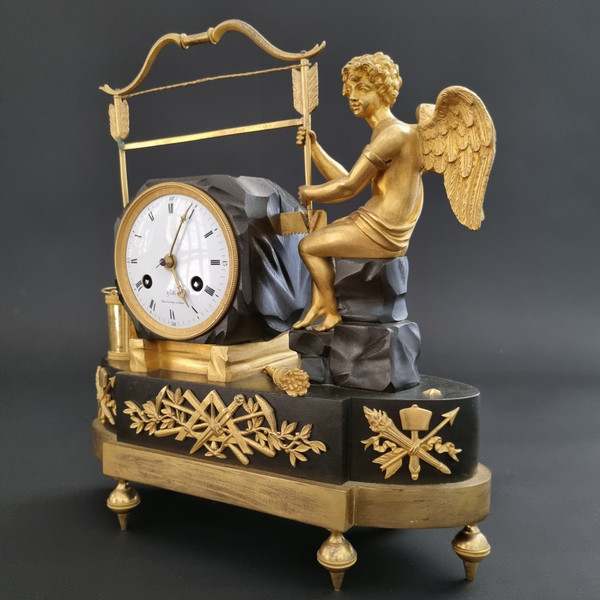 Claude Galle, Rare pendule maçonnique signée d'époque Empire. 