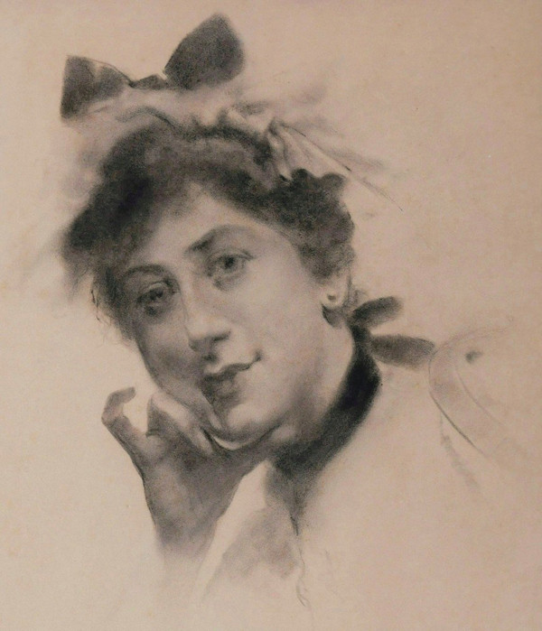 École FRANÇAISE du XIXème siècle, Portrait de femme au noeud dans les cheveux