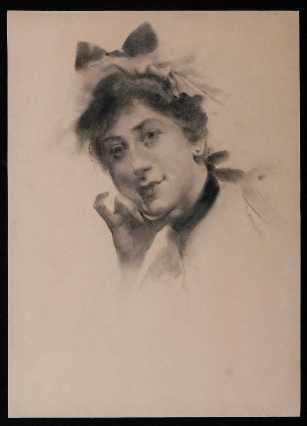 École FRANÇAISE du XIXème siècle, Portrait de femme au noeud dans les cheveux