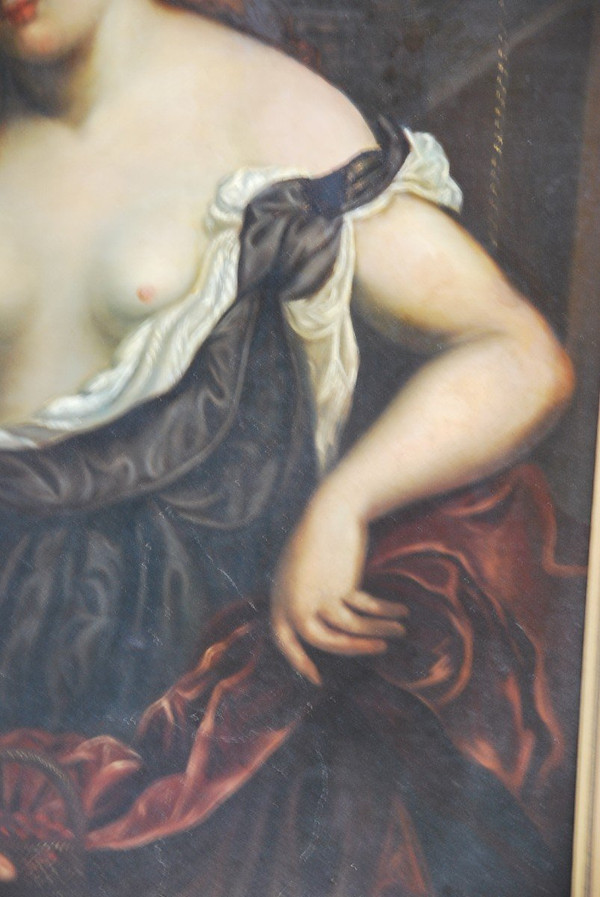 Giovane donna con vaso di garofani Scuola del XVIII secolo