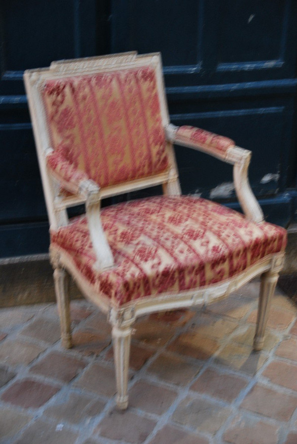 Louis XVI flat-back armchair, attributed to Pillot