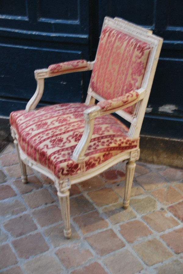 Louis XVI flat-back armchair, attributed to Pillot