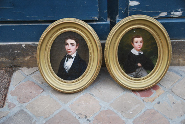 Pair Of Portraits: The Two Brothers 19th Century