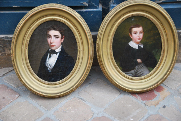 Pair Of Portraits: The Two Brothers 19th Century