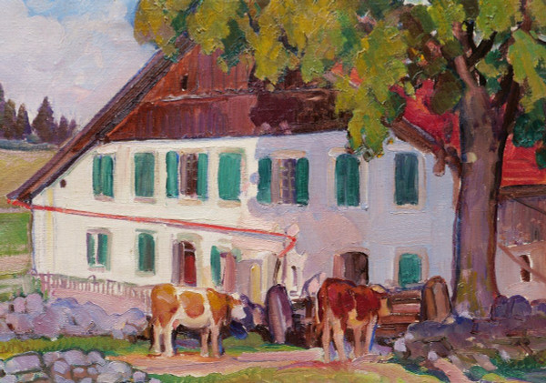 François Louis JAQUES, Farm and cows in the Jura