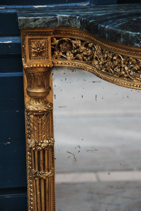 Elegant Console With Mirror Bottom Louis XVI Period