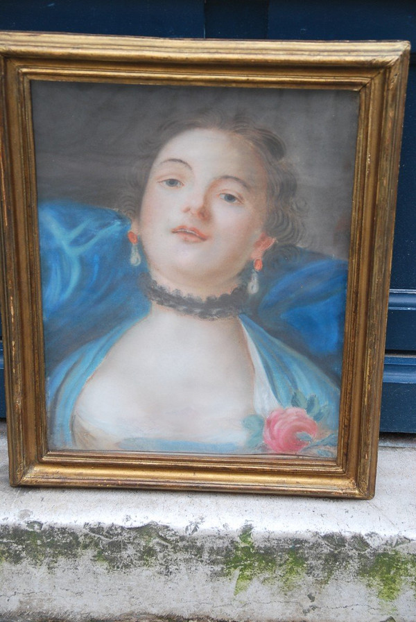 Pastel Young Woman Eighteenth Century Follower Of Boucher