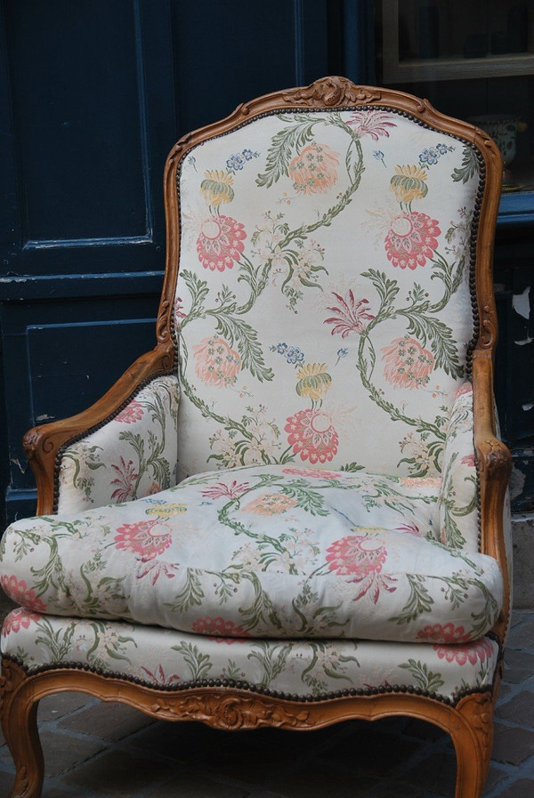 Pair Of Important Bergeres With Flat Backrest Louis XV Period