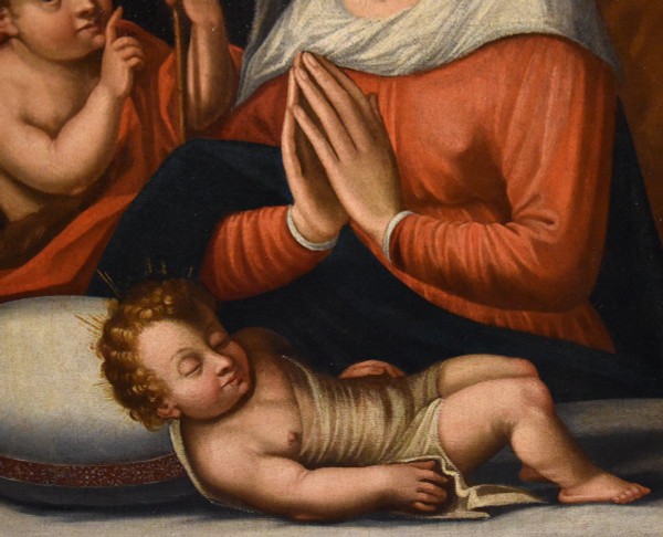 Holy Family With The Infant Saint John The Baptist, Giovanni Battista Ramenghi (1521 - 1601) Circle