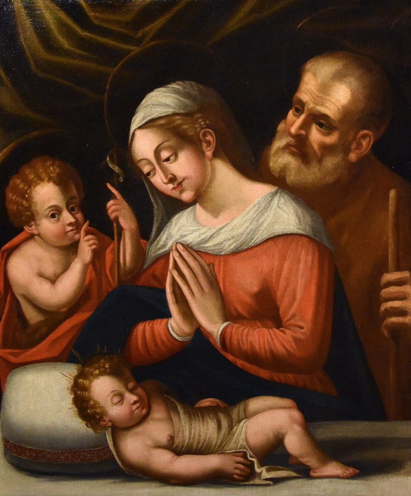 Holy Family With The Infant Saint John The Baptist, Giovanni Battista Ramenghi (1521 - 1601) Circle