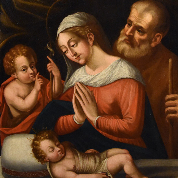 Holy Family With The Infant Saint John The Baptist, Giovanni Battista Ramenghi (1521 - 1601) Circle