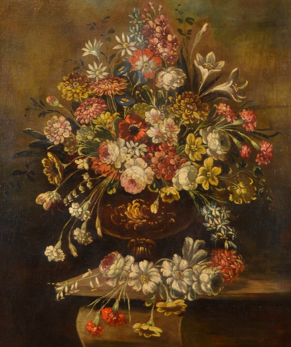 Still Life With Vase Of Flowers, 19th Century Italian School