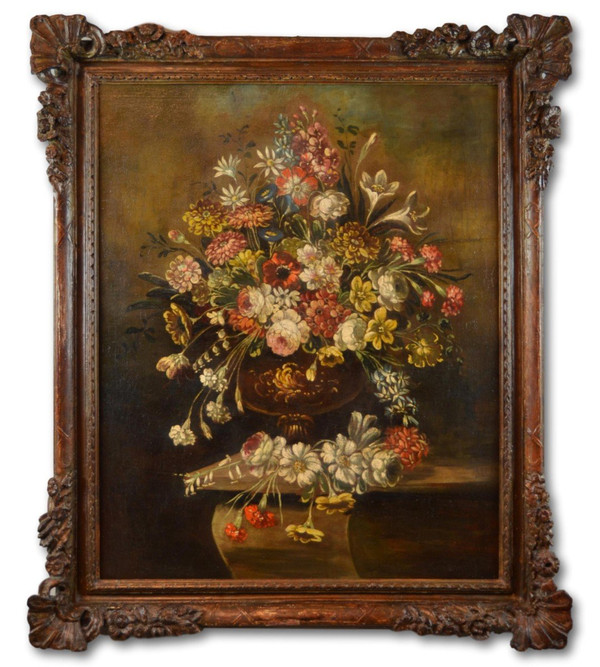 Still Life With Vase Of Flowers, 19th Century Italian School