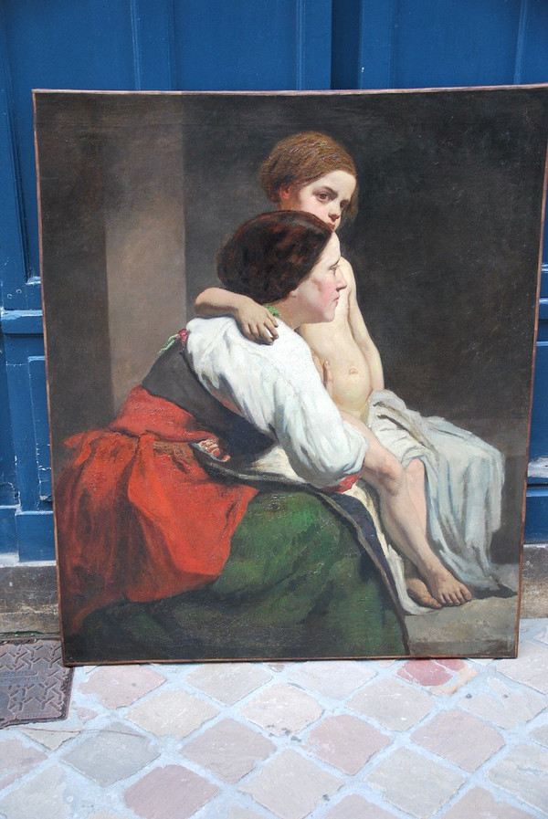 Carolus Duran  suiveur de ,La Mère Et Son Enfant , Huile Sur Toile XIXème