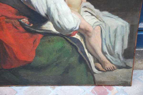 Carolus Duran  suiveur de ,La Mère Et Son Enfant , Huile Sur Toile XIXème