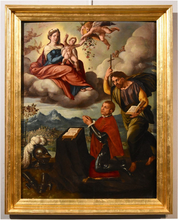 Madonna And Child, St. James And The Donor, Ippolito Scarsella (ferrara 1550 - 1620) Workshop