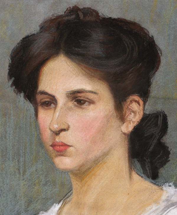 Marguerite DUBOIS de PACÉ, Portrait de jeune femme brune en chemise blanche