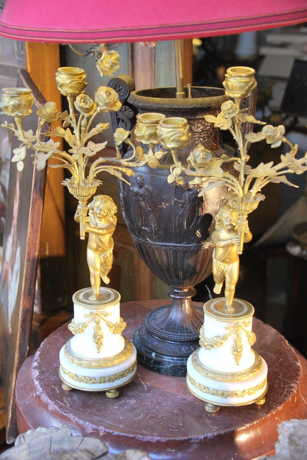 Pair Of Napoleon III Putti Candlesticks