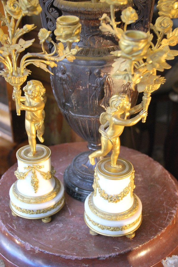 Pair Of Napoleon III Putti Candlesticks