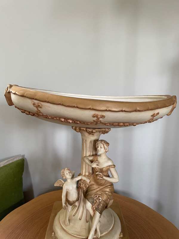 Royal Dux, large mounted cup decorated with a woman and love