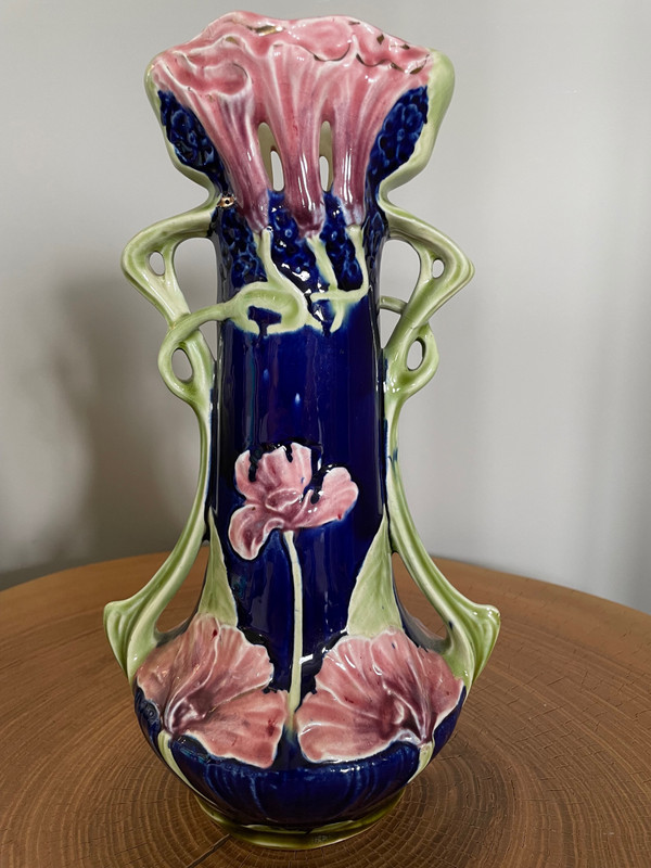 Paire de vases Art Nouveau en Barbotine