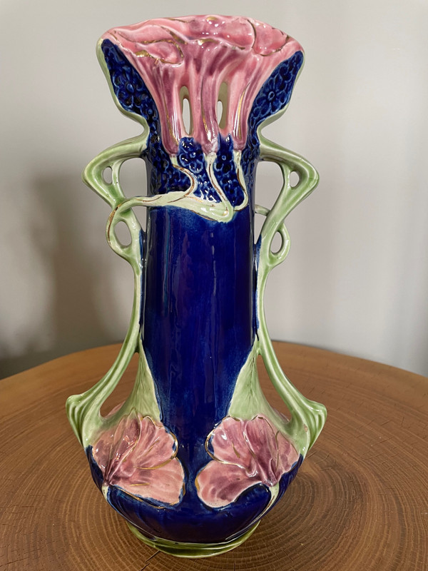 Paire de vases Art Nouveau en Barbotine