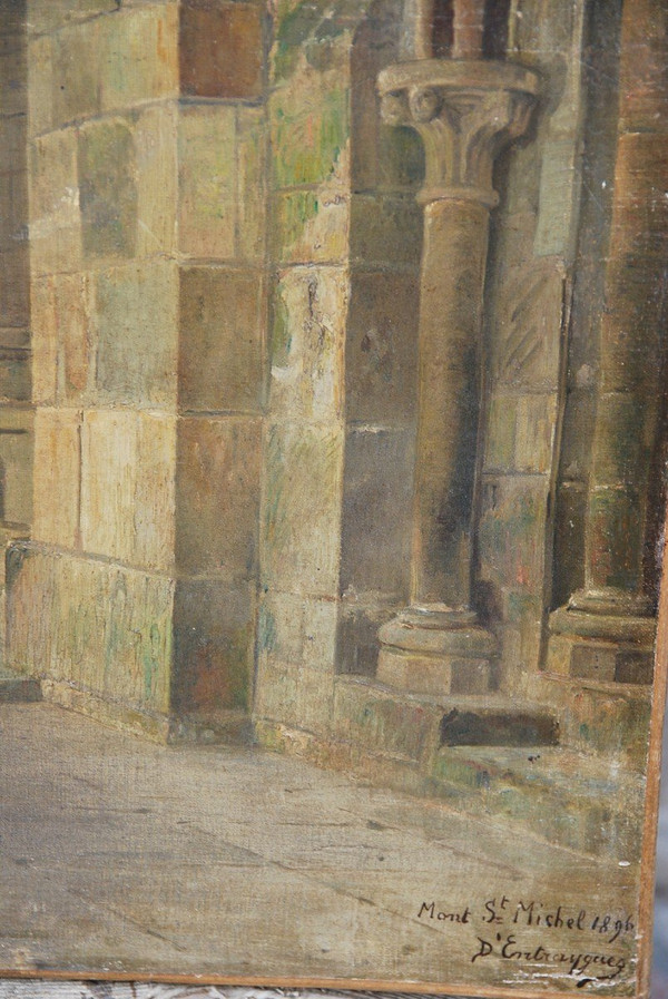 Le Mont Saint Michel Intérieur , Oil Signed D 'entragues