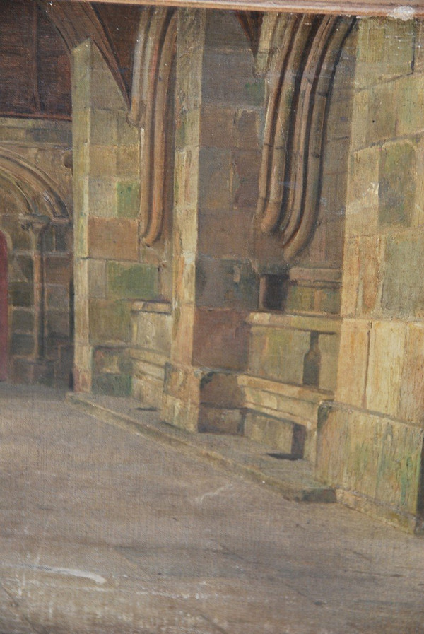 Le Mont Saint Michel Intérieur , Oil Signed D 'entragues