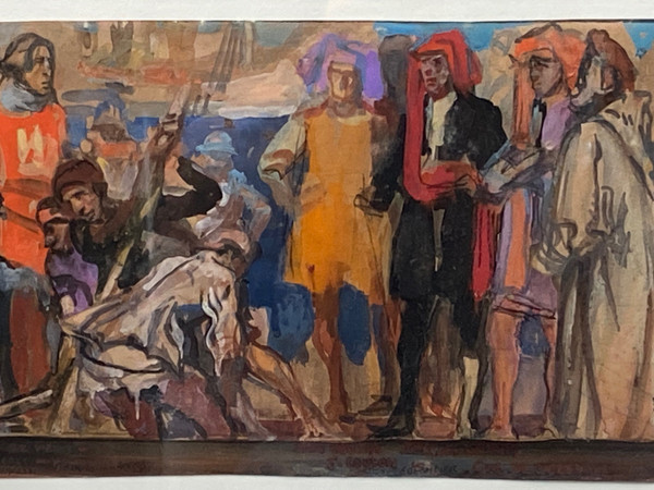 Charles Dominique Fouqueray (1869-1956) - Grande progetto di composizione storica - Gouache