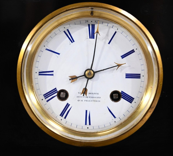 Borne Clock in Marble and Bronze, stamped Viel & Delrue – Late 19th century