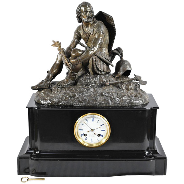 Borne Clock in Marble and Bronze, stamped Viel & Delrue – Late 19th century