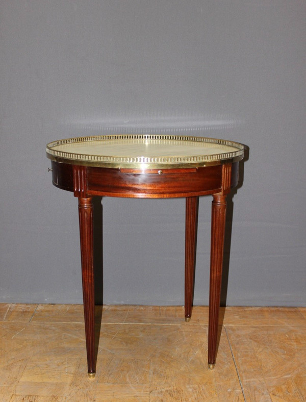 Louis XVI Style Bouillotte Table In Mahogany And Brass Circa 1900