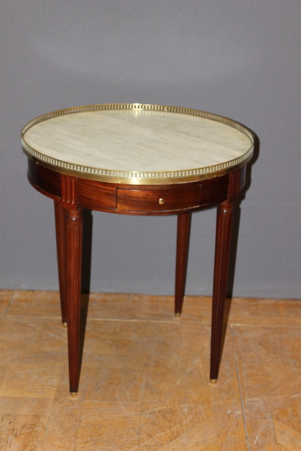 Louis XVI Style Bouillotte Table In Mahogany And Brass Circa 1900