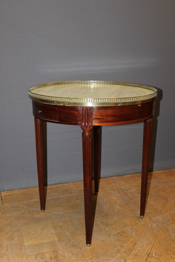 Louis XVI Style Bouillotte Table In Mahogany And Brass Circa 1900