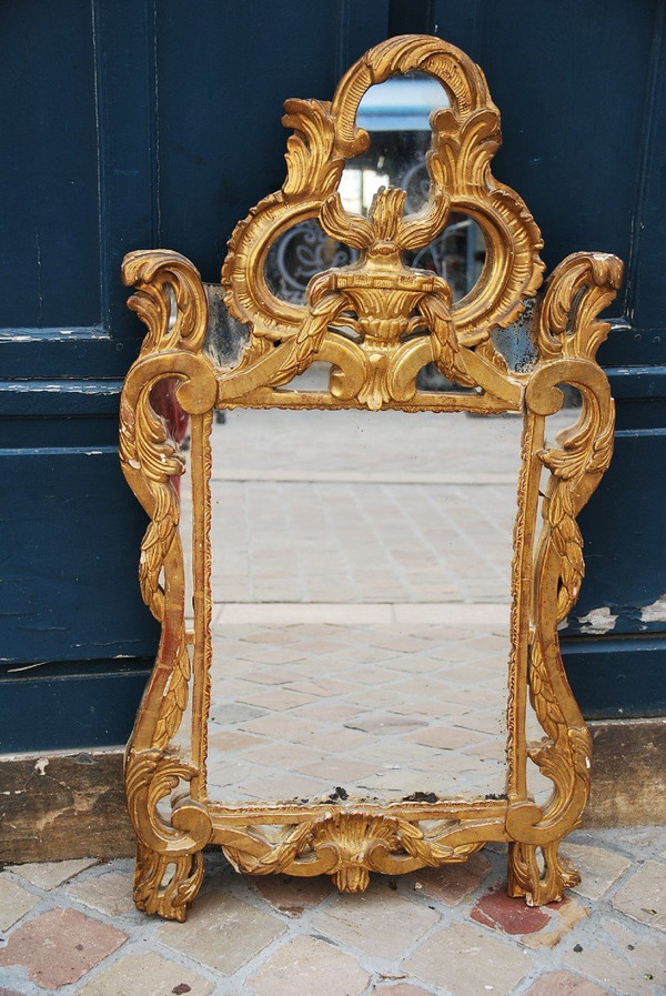 Spiegel Aus Holz Vergoldet D Epoche Louis XV, Provence XVIII Jahrhundert