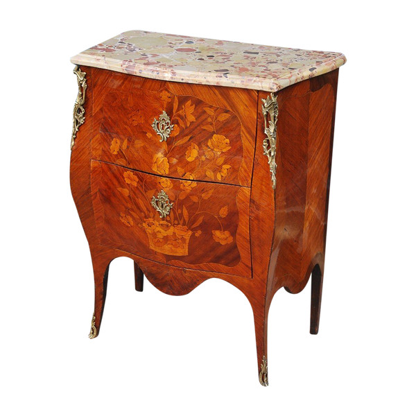 Petite Commode En Marqueterie De Fleurs époque Louis XV